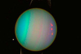 Uranus’ tilt essentially has the planet orbiting the Sun on its side, the axis of its spin is nearly pointing at the Sun.