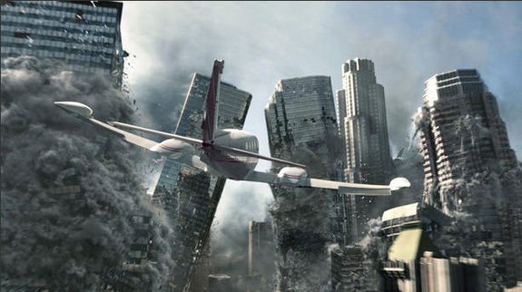 A movie still from the new film “2012” depicting the end of the world.