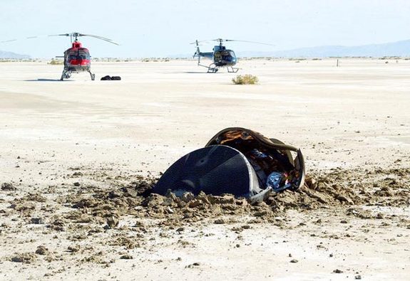 The Genesis return capsule slammed into the Utah dirt at nearly 200 mph on Sept. 8, 2004 when its parachute failed to deploy.
