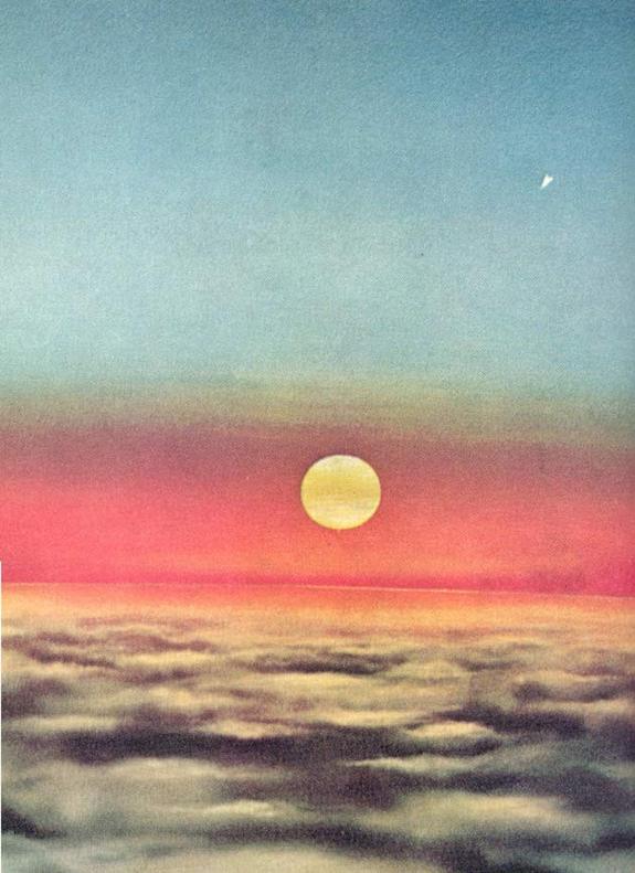 This painting of Comet Ikeya-Seki, visible during the day, was done by now-retired Hayden Planetarium artist Helmut K. Wimmer and was based on a description made by Hayden's Chief Astronomer, Ken Franklin, from an airplane hovering over West Point, New York. It was originally published in the February 1966 issue of Natural History magazine. Republished with permission.