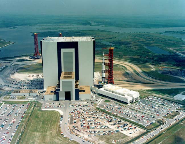 Saturn V 500F Rocket Rolls Out of the Vehicle Assembly Building