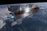 An artist's interpretation of the GOCE satellite in orbit.