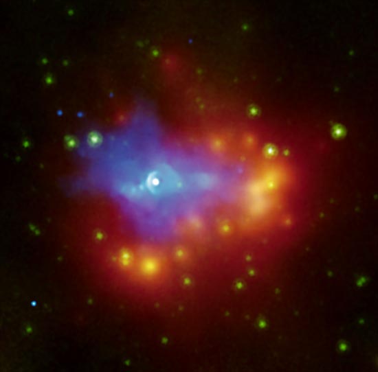 Star's Corpse Illuminated by High-Energy Wind