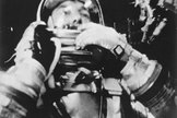 NASA astronaut Alan Shepard became the first American in space on May 5, 1961 aboard his Mercury spacecraft Freedom 7.