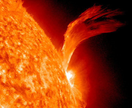 This snapshot from NASA's Solar Dynamics Observatory shows a stunning prominence associated with a Sept. 8, 2010 solar flare.