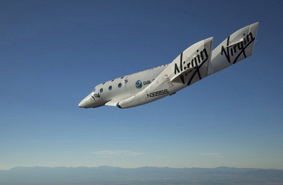 Virgin Galactic's SpaceShipTwo makes its first solo test flight Oct. 10, 2010.