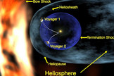 An artist's concept of the Voyager 1 and Voyager 2 probes near interstellar space.