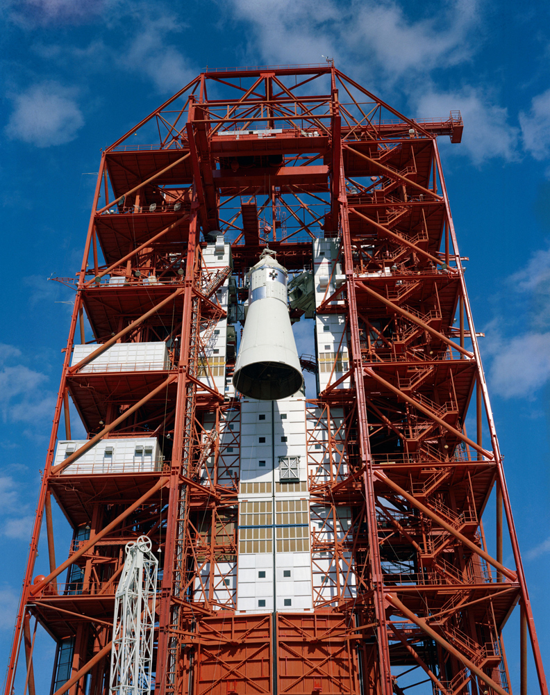 Apollo 1 Capsule Hoisted to Rocket