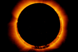 On Jan. 4, 2011, the moon passed in front of the sun in a partial solar eclipse - as seen from parts of Earth. Here, the joint Japanese-American Hinode satellite captured the same breathtaking event from space. The unique view created what's called an annular solar eclipse. 