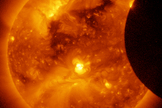 The Japanese-American Hinode satellite witnessed an annular solar eclipse on Jan. 4, 2011.