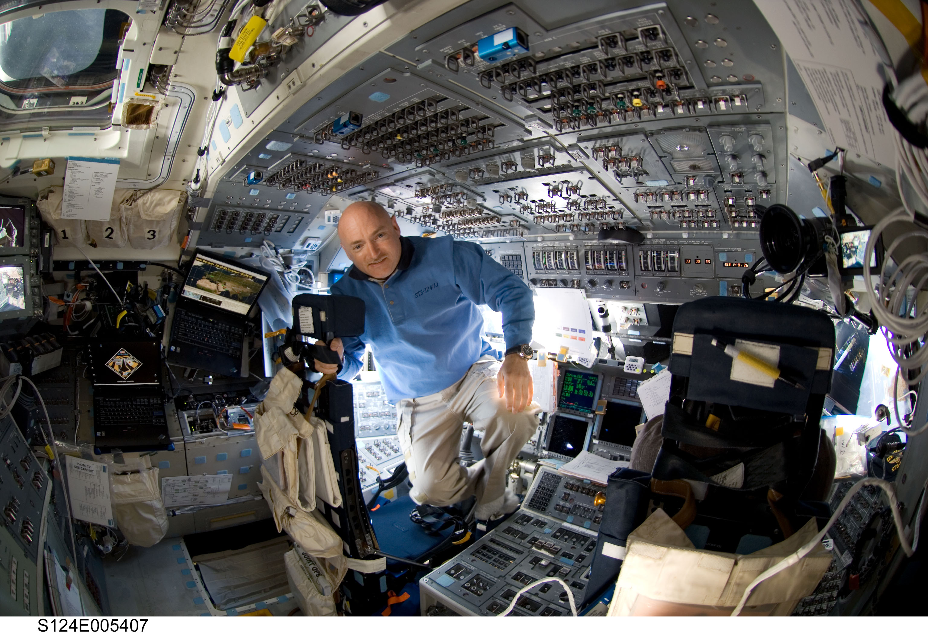 Astronaut Mark Kelly on the Space Shuttle