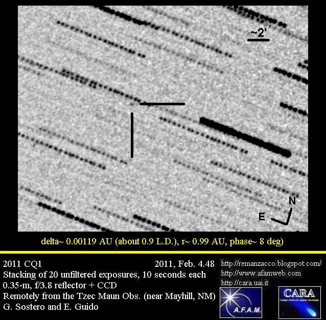 2011 CQ1 asteroid close earth