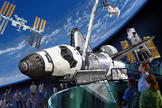 The Kennedy Space Center Visitor Complex's design concept for displaying a retired space shuttle orbiter.