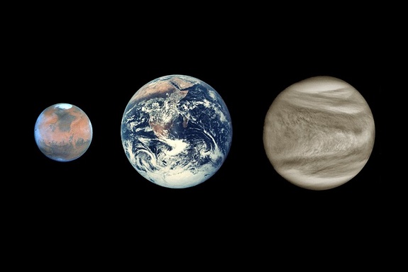 Mars, Earth, and Venus. Only Earth has an active magnetosphere, yet all three worlds are losing their atmospheres at similar rates.