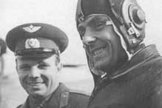 Yuri Gargarin (left) with Vladimir Komarov