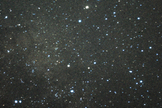 Taken from La Serena, Chile on April 6, 1986. The bright "star" above Antares and near the top of the image is the planet Saturn. The star located below and to the right of the Scorpion's tail (near the lower right edge of the image) is Halley. Look carefully and you might see the stubby tail as a faint, diffuse wisp trailing upwards and to the right. While the southern stars were truly spectacular, Halley was underwhelming to say the least!