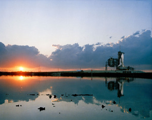 An early morning scene at the Kennedy Space Center's Launch Complex 39, with the space shuttle Columbia in position on Pad 39A at right in March 1981. The shuttle launched into space on April 12, 1981.