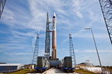 The Atlas 5 rocket bearing the U.S. Air Force's first Space-Based Infrared System (SBIRS) missile-warning satellite, GEO-1, is shown, in preparation for its scheduled May 6 launch.