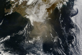 A wider view of the of the Grimsvotn volcano eruption in Iceland is featured in this non-annotated image from the MODIS instrument on NASA's Terra satellite captured this natural-color image on May 22, 2011 at 13:00 UTC (1:00 p.m. local time).