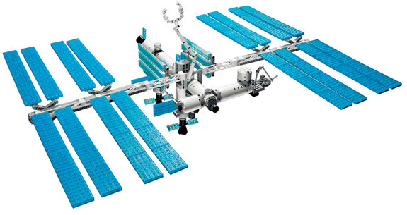 LEGO's version of the International Space Station built by astronauts living aboard the real orbiting complex.