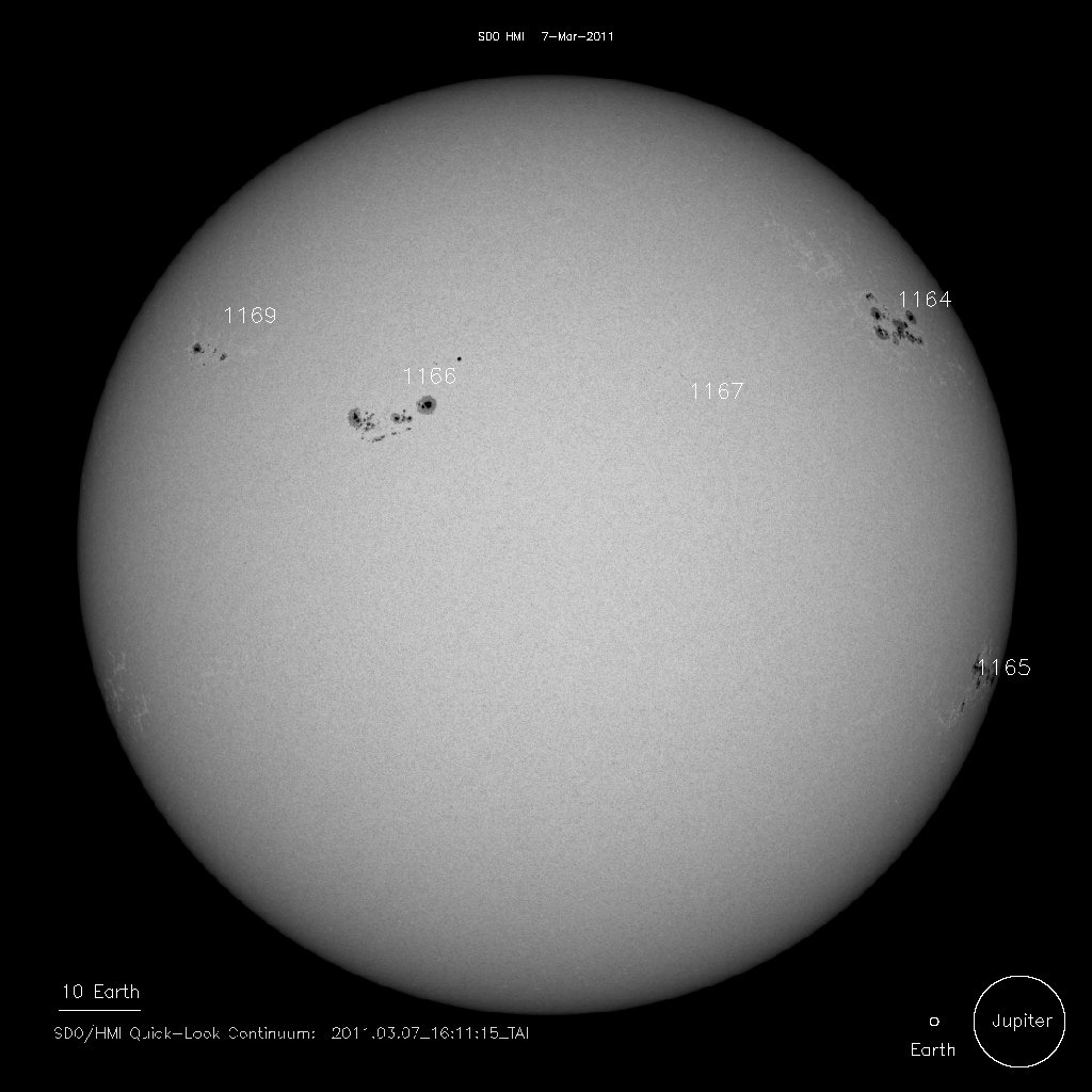 SOHO Sunspots March 7, 2011