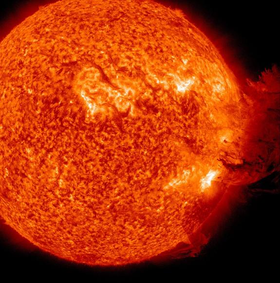 Coronal mass ejection as viewed by the Solar Dynamics Observatory on June 7, 2011.