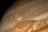 Close-up of Jupiter's Great Red Spot as seen by a Voyager spacecraft.