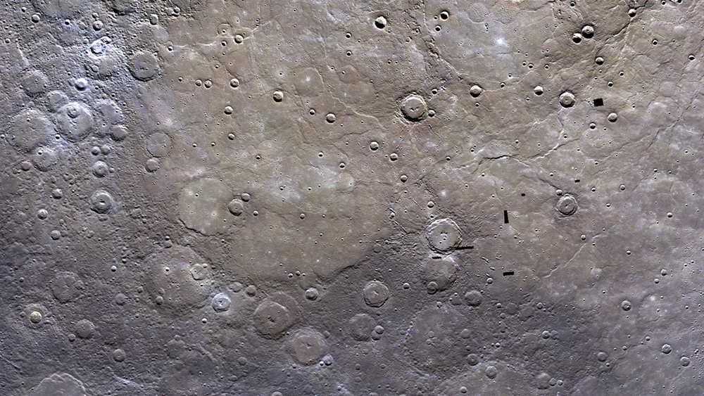 Messenger photo of Mercury's northern volcanic plains