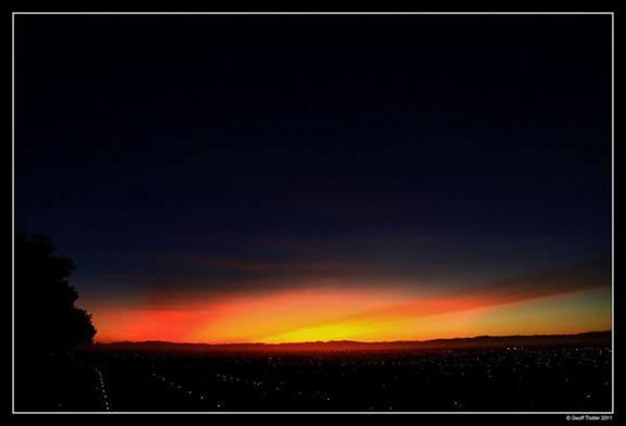 A sunset over Christchurch, New Zealand, on June 14 colored by the ash from the volcano.