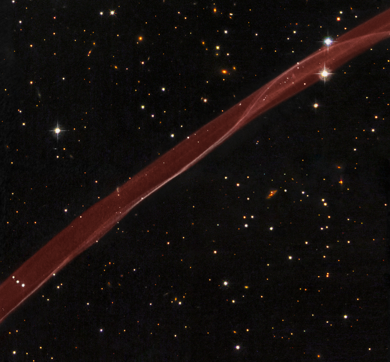 Red Stripe of SN 1006 Supernova Remnant Reminiscent of Fireworks