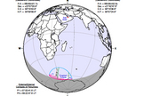 This NASA graphic depicts the path of the partial solar eclipse of July 1, 2011, which will peak over an uninhabited region off the coast of Antarctica.