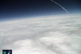The StratoShuttle-1 student balloon, an educational project by the Quest for Stars group, captured NASA's shuttle Altantis soaring into orbit as seen from 89,000 feet on July 8, 2011. Tweeted @questforstars: "Full Parabolic ARC and the exact moment of SRB SEB as timed by GPS on StratoShuttle-1"