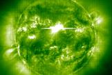 The "Bastille Day" solar flare as seen by SOHO's EIT instrument in the 195 Å emission line.