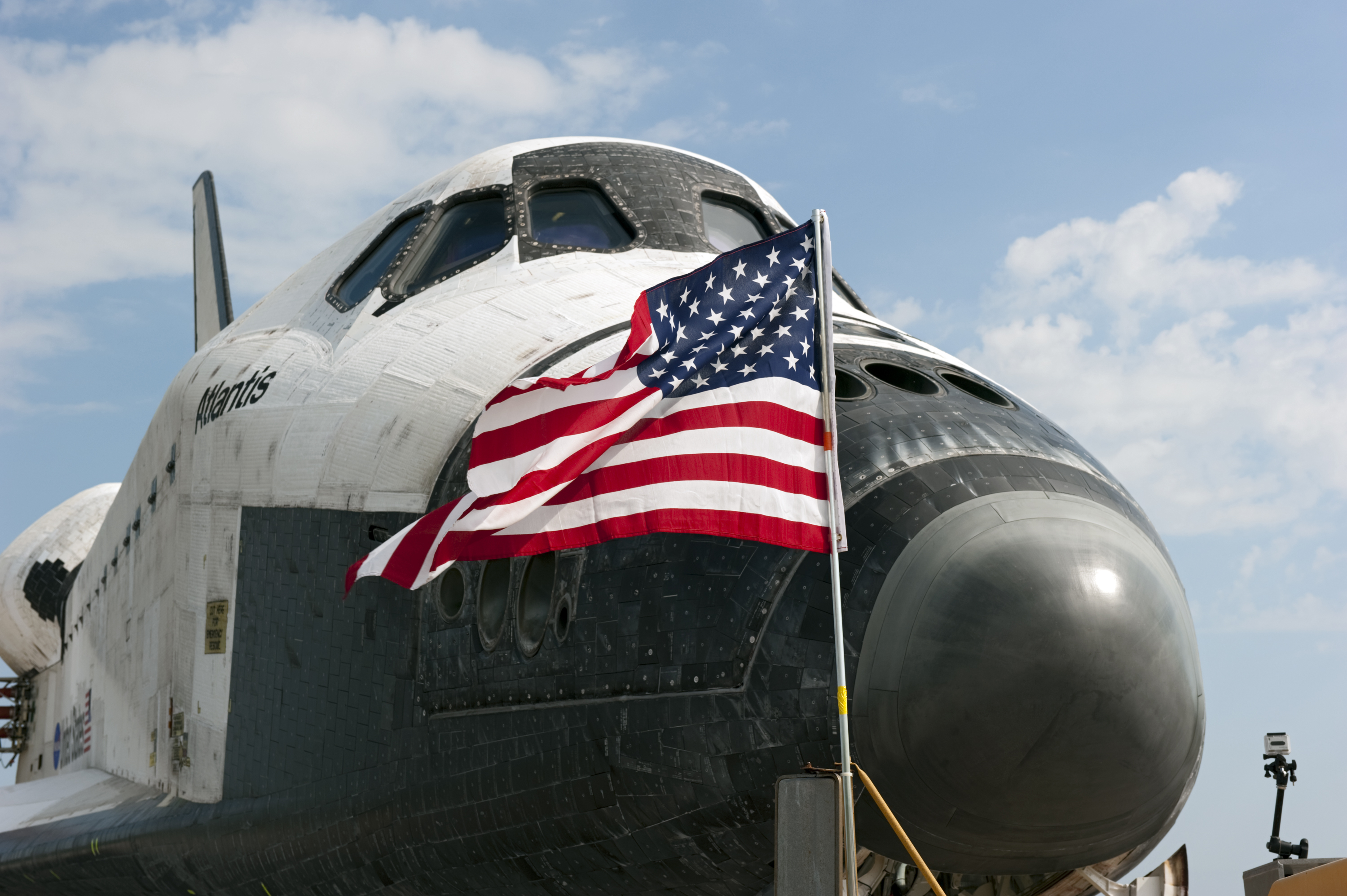 Space Shuttle Atlantis with American Flag
