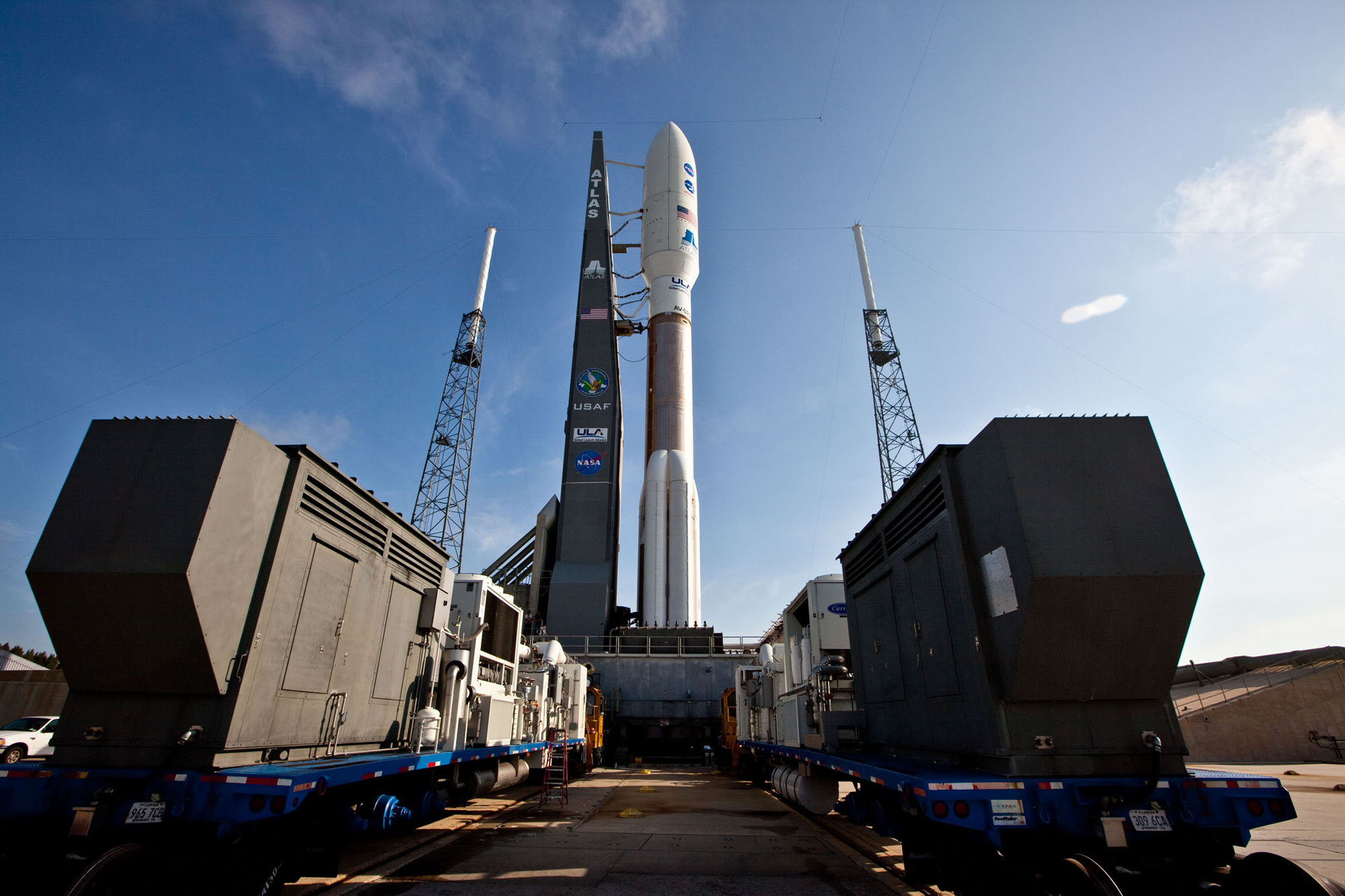 Atlas 5 Carrying Juno Spacecraft Against a Blue Sky