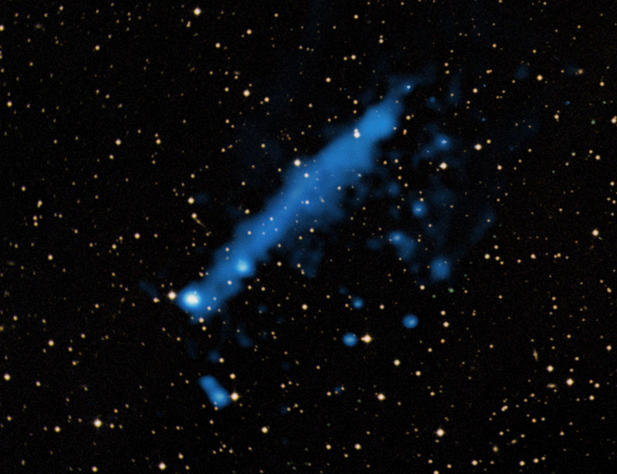 Pulsar PSR J0357+3205 Has a Long Blue Tail