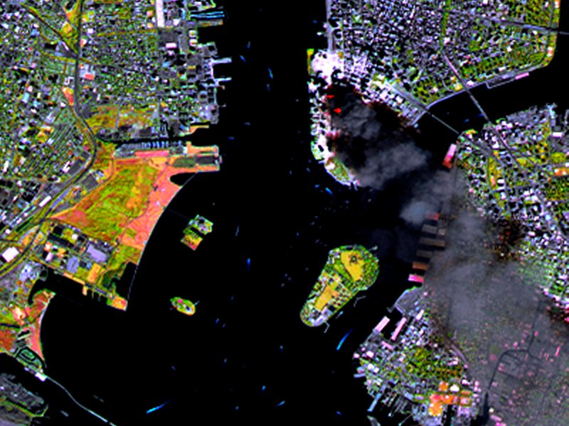 SPOT Satellite Image of World Trade Center Fires