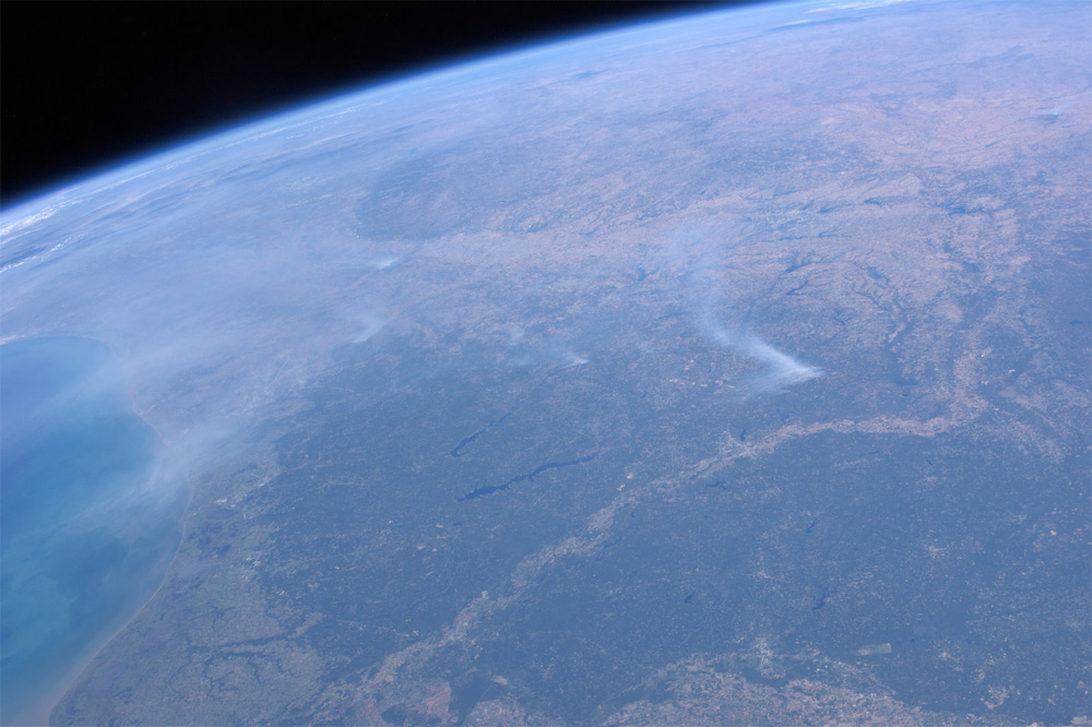 Texas Wildfires Seen From the International Space Station