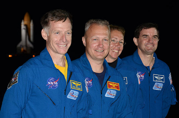 STS-135 Crew at Rollout