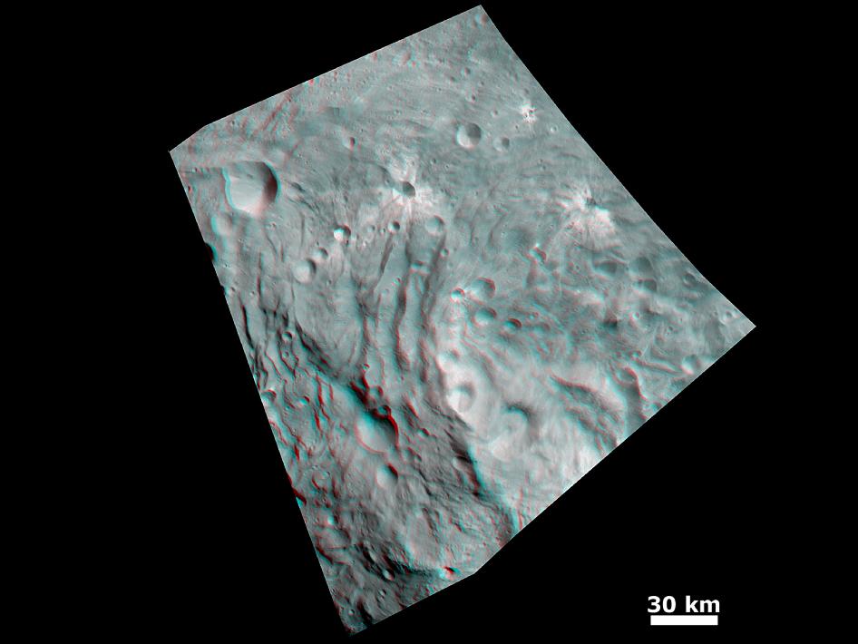 Vesta's Surface in 3D: Details of Wave-Like Terrain in the South Pole