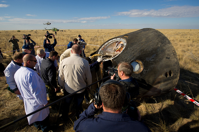 Soyuz Crew Members Exit Safely