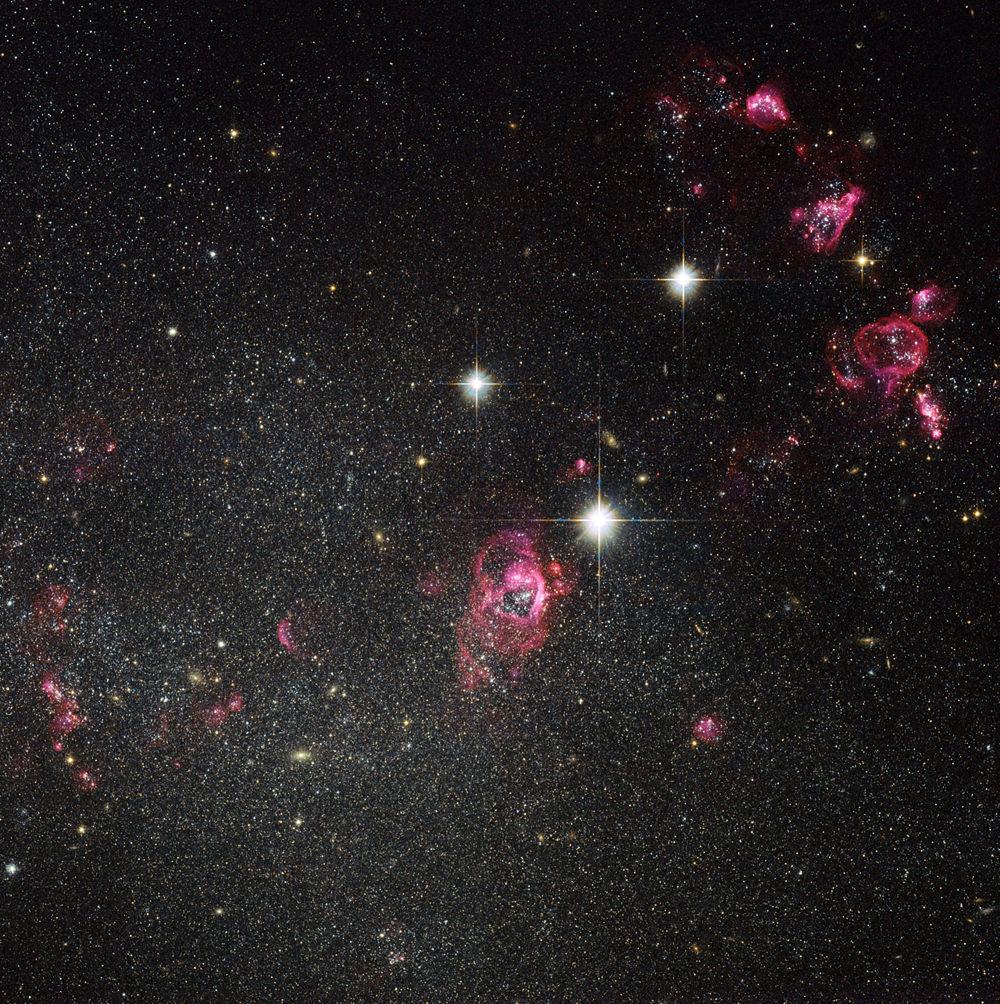 Hubble Photo of Galaxy Holmberg II Blowing Bubbles