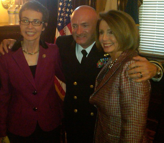 Rep. Giffords, Capt. Mark Kelly, and Congresswoman Nancy Pelosi