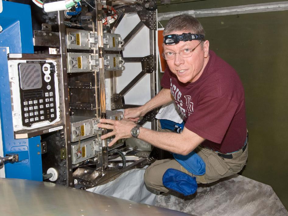 Expedition 29 Commander Performs In-flight Maintenance