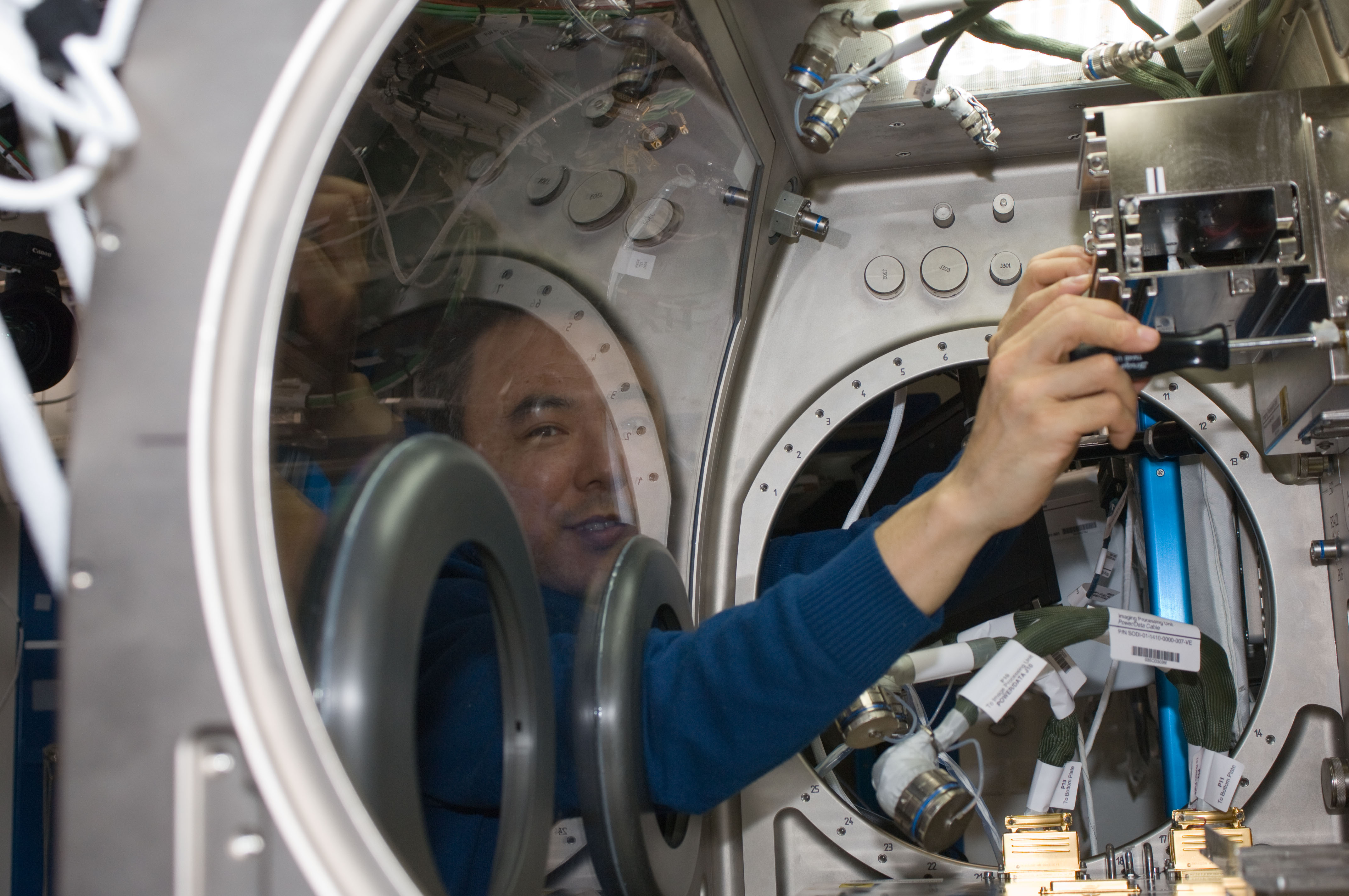 Satoshi Furukawa Activates the Microgravity Science Glovebox