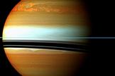 These red, orange and green clouds (false color) in Saturn's northern hemisphere indicate the tail end of a massive storm that started in December 2010. Even after visible signs of the storm started to fade, infrared measurements continued to reveal powerful effects at work in Saturn's stratosphere.