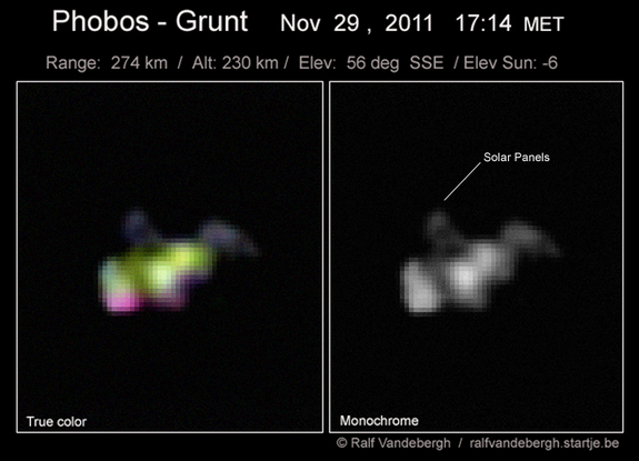 Skywatcher Ralf Vandebergh snapped this shot of the stranded Russian Mars probe Phobos-Grunt on Nov. 29, 2011, from the southern Netherlands.