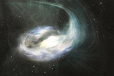 Artist's impression of the tidal disruption of a minor body by a neutron star.