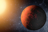 An artist's rendering of the newfound alien planet Kepler-20e, which scientists say is smaller than Earth, at about 0.87 times the width of our planet.
