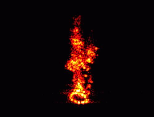 The Fraunhofer Institute for High Frequency Physics and Radar Techniques FHR in Wachtberg, Germany has produced this image of Phobos-Grunt, created with the TIRA space observation radar. One can clearly see the extended solar panels (center) and the tank ring (bottom).